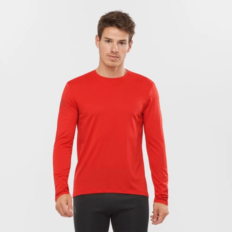 Red Salomon Agile Long Sleeve Men\'s T-Shirts | IE MB4351